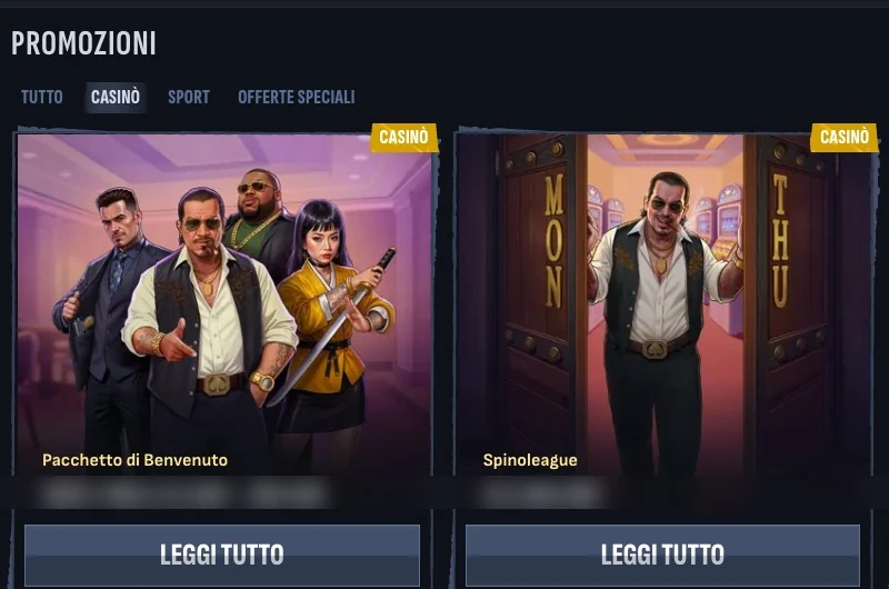 MafiaCasino: pacchetto di benvenuto e promozioni