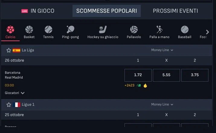Mafia Casino: scommesse sportive popolari e quote