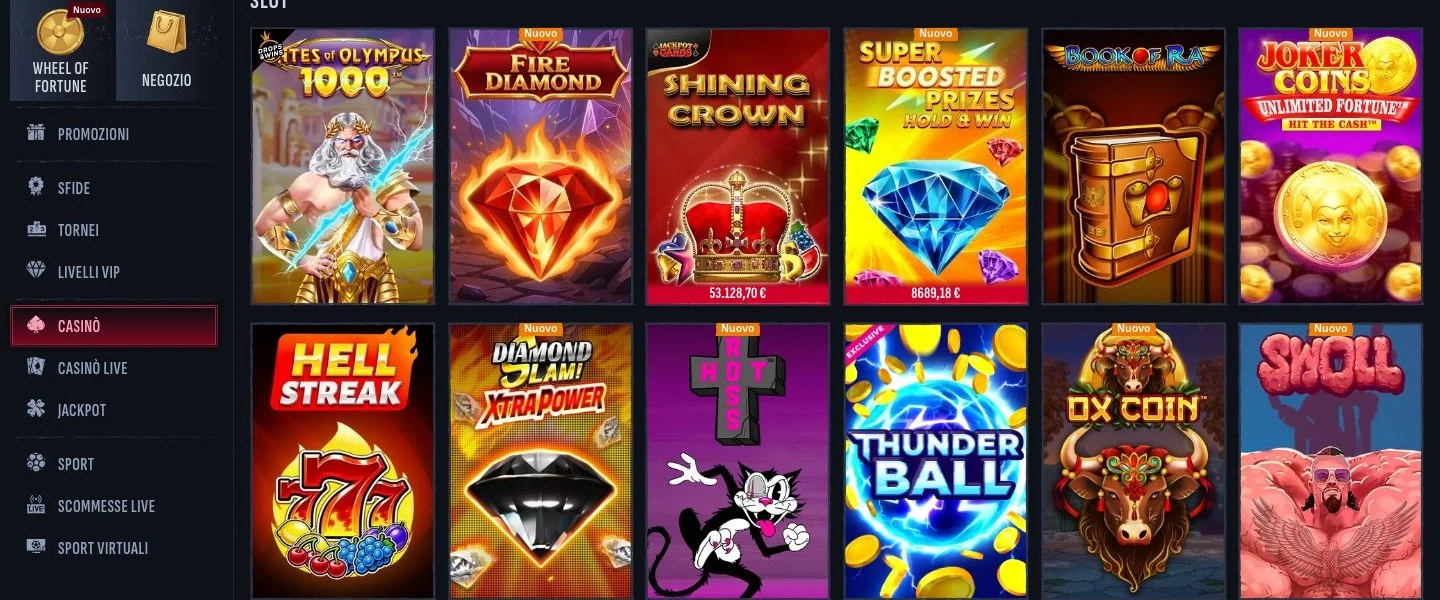 Lobby dei giochi di Mafia Casino